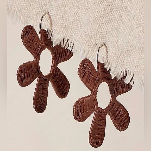 Free People Jewelry - Free People Wendy Woven Flower Hoops - Chocolate
